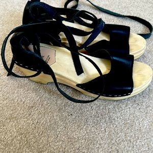 Loeffler Randall X Sven Inge Low Clog with Ankle Wrap in black